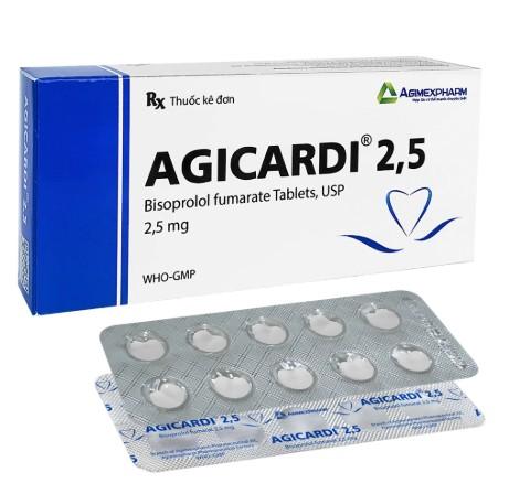 1134. Agicardi 2,5 - (Bisoprolol fumarat 2.5mg) - [Thùng 300 Hộp; Hộp 3 Vỉ; Vỉ 10 Viên] Agimexpharm - Việt Nam