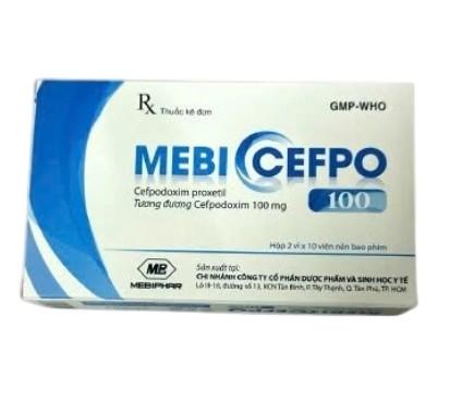2661. Mebicefpo 100 - (Cefpodoxim 100mg) - [Thùng 208 Hộp; Hộp 2 Vỉ; Vỉ 10 Viên] Cty Cp Dp Và Sinh Học Y Tế - Mebiphar