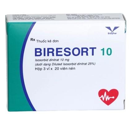 3426. Biresort 10 - (Isosorbid dinitrat 10mg) - [Thùng 240 Hộp; Hộp 3 Vỉ; Vỉ 20 Viên] Bidiphar - Việt Nam