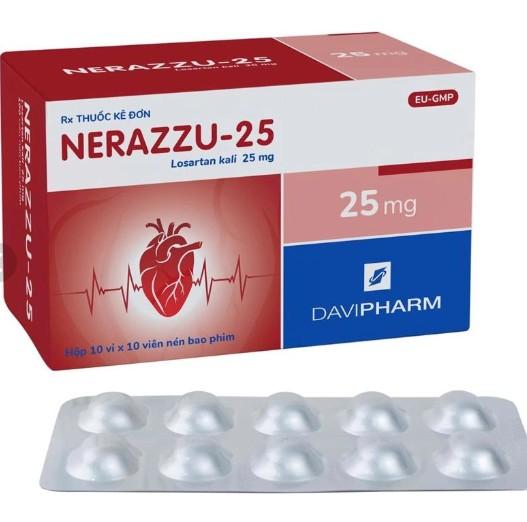 4620. Nerazzu-25 - (Losartan 25mg) - [Thùng 144 Hộp; Hộp 10 Vỉ; Vỉ 10 Viên] Davipharm - Việt Nam