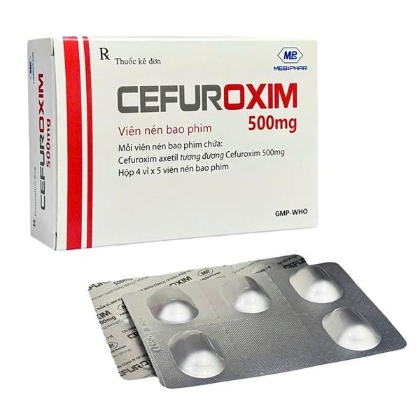 1836. Cefuroxim 500Mg - (Cefuroxim 500mg) - [Thùng 129 Hộp; Hộp 4 Vỉ; Vỉ 5 Viên] Cty Cp Dp Và Sinh Học Y Tế - Mebiphar