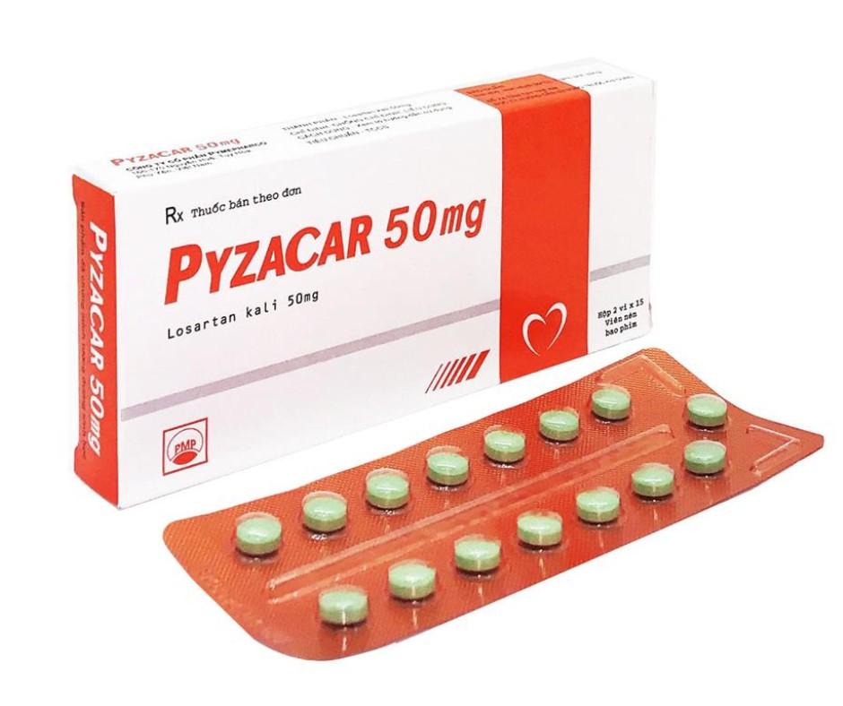 2851. Pyzacar 50Mg (Tđsh Với Cozaar 50) - (Losartan potassium 50mg) - [Thùng 180 Hộp; Hộp 2 Vỉ; Vỉ 15 Viên] Pymepharco - Việt Nam