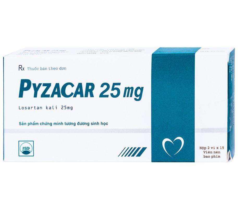 2850. Pyzacar 25Mg (Tđsh Với Cozaar 50) - (Losartan potassium 25mg) - [Thùng 180 Hộp; Hộp 2 Vỉ; Vỉ 15 Viên] Pymepharco - Việt Nam
