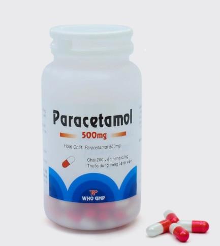 5504. PARACETAMOL 500mg (nang trắng - đỏ) - (Paracetamol 500mg) - [Thùng 56 Chai; Chai 200 Viên] Thành Nam - Việt Nam