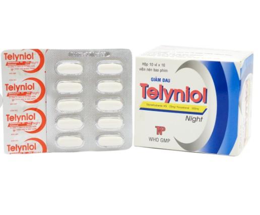 5507. TELYNIOL NIGHT - (Paracetamol 500mg + Diphenhydramin HCl 25mg) - [Thùng 100 Hộp; Hộp 10 Vỉ; Vỉ 10 Viên] Thành Nam - Việt Nam