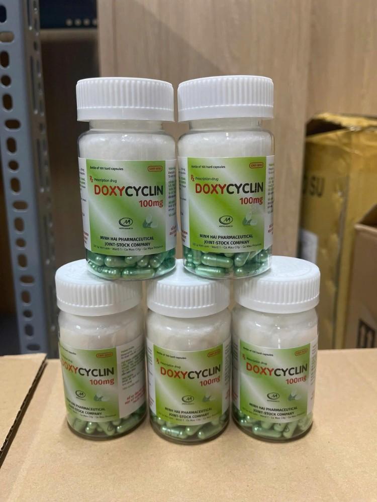 5542. Doxycyclin 100mg - (Doxycylin 100mg) - [Thùng 165 Chai; Chai 100 Viên] Minh Hải - Việt Nam