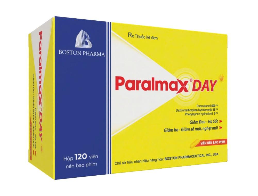 5614. Paralmax Day - (Paracetamol 500mg + Dextromethorphan hydrobromid 15mg + Phenylerphin hydroclorid 5mg) - [Thùng 60 Hộp; Hộp 10 Vỉ; Vỉ 12 Viên] Bostonpharma - Việt Nam