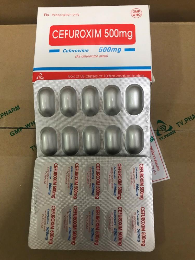 1474. Cefuroxime 500Mg V/10,H/30 - (Cefuroxim 500mg) - [Thùng 92 Hộp; Hộp 3 Vỉ; Vỉ 10 Viên] Trà Vinh - Việt Nam