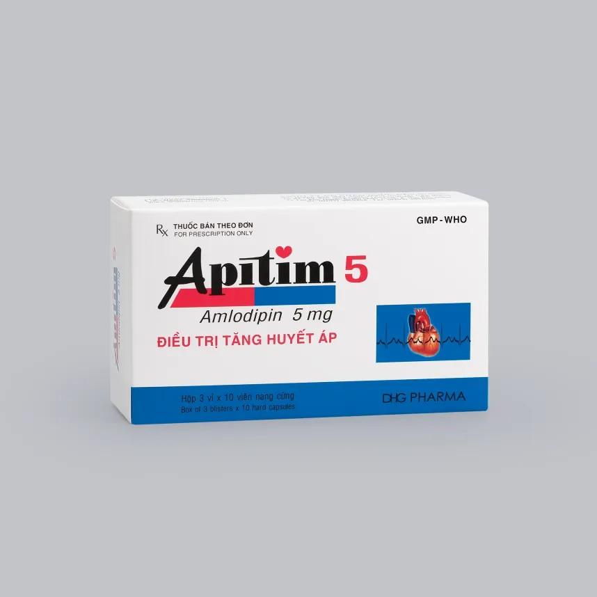 5629. Apitim 5 - (Amlodipin 5mg) - [Thùng 216 Hộp; Hộp 3 Vỉ; Vỉ 10 Viên] DHG Pharma - Việt Nam