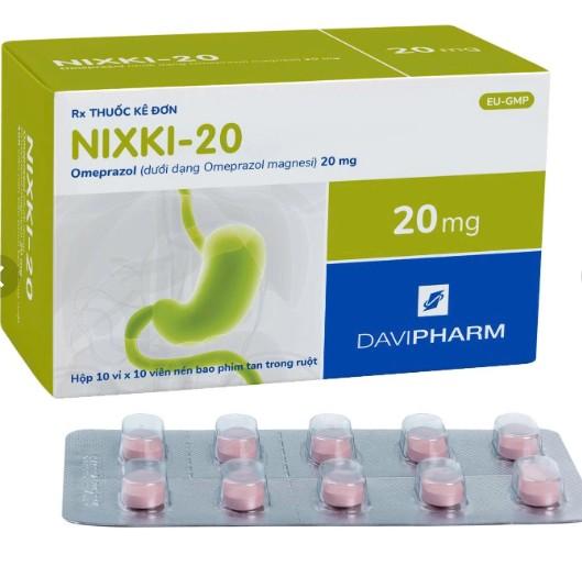 4660. Nixki-20 - (Omeprazole ( as magnesium) 20mg) - [Thùng 140 Hộp; Hộp 10 Vỉ; Vỉ 10 Viên] Davipharm - Việt Nam