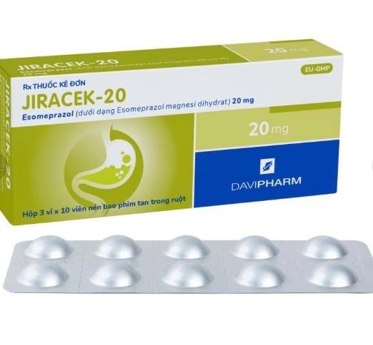 4664. Jiracek-20 - (Esomeprazol magnesium 20mg) - [Thùng 270 Hộp; Hộp 3 Vỉ; Vỉ 10 Viên] Davipharm - Việt Nam