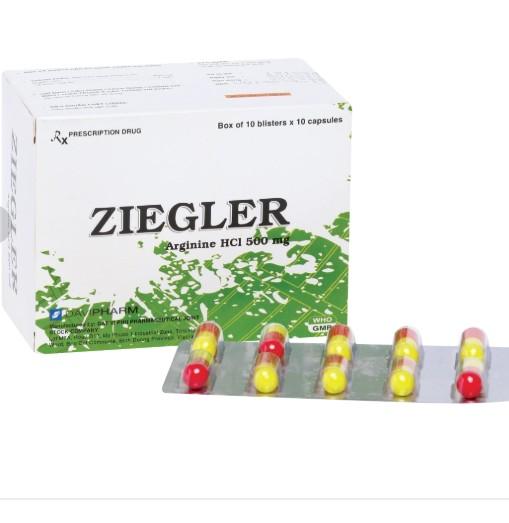 4666. Ziegler - (Arginine HCL 500mg) - [Thùng 120 Hộp; Hộp 10 Vỉ; Vỉ 10 Viên] Davipharm - Việt Nam