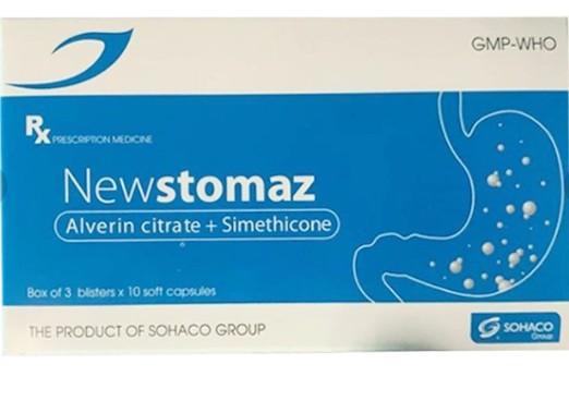 5637. NEWSTOMAZ - (Alverin citrat 60mg + Simethicon 300mg) - [Thùng 132 Hộp; Hộp 3 Vỉ; Vỉ 10 Viên] Sohaco - Việt Nam