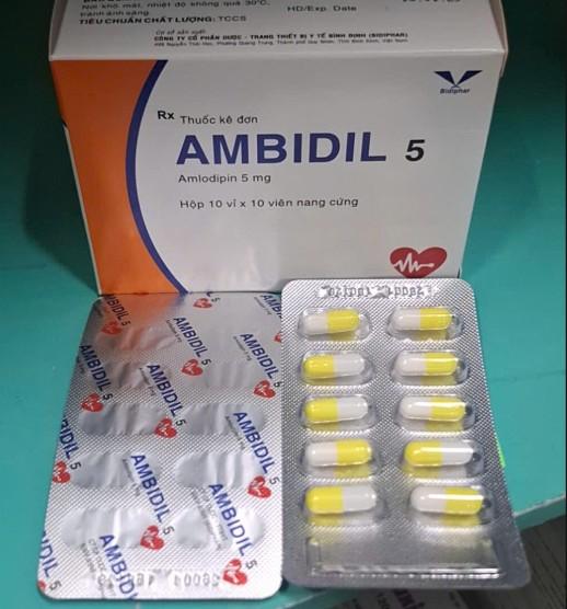 3421. Ambidil 5 - (Amlodipin 5mg) - [Thùng 48 Hộp; Hộp 10 Vỉ; Vỉ 10 Viên] Bidiphar - Việt Nam