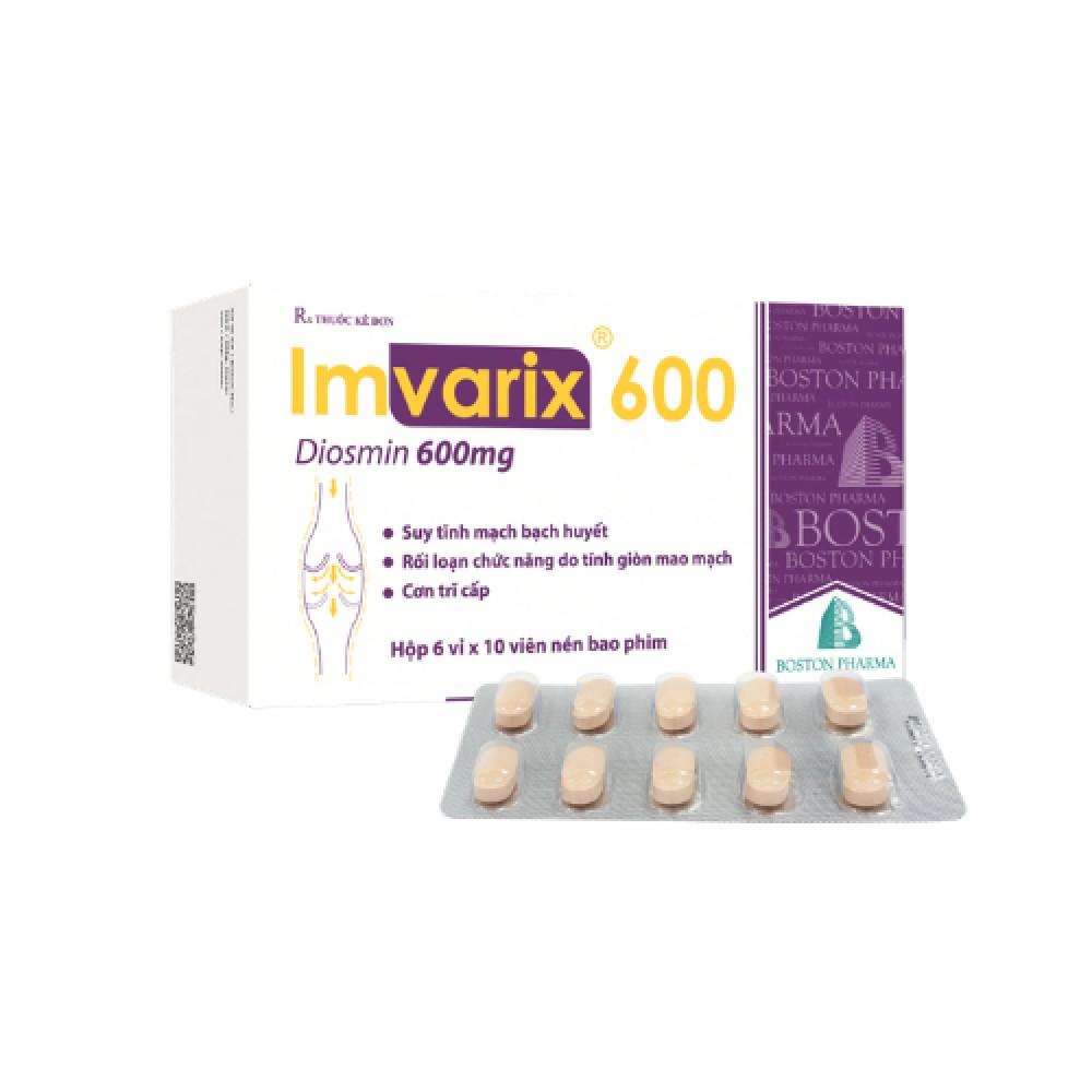 5294. Imvarix 600 - (Diosmin 600mg) - [Thùng 60 Hộp; Hộp 6 Vỉ; Vỉ 10 Viên] Bostonpharma - Việt Nam