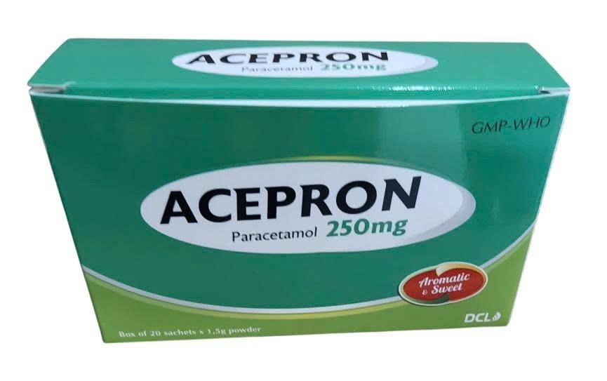1261. Acepron® - (Paracetamol 250mg) - [Thùng 96 Hộp; Hộp 20 Gói; Gói 1.5 G] Cửu Long - Việt Nam