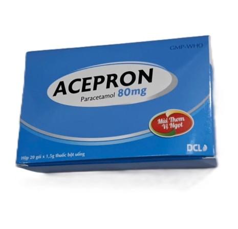 3961. Acepron 80 - (Paracetamol 80mg) - [Thùng 96 Hộp; Hộp 20 Gói; Gói 1.5 G] Cửu Long - Việt Nam