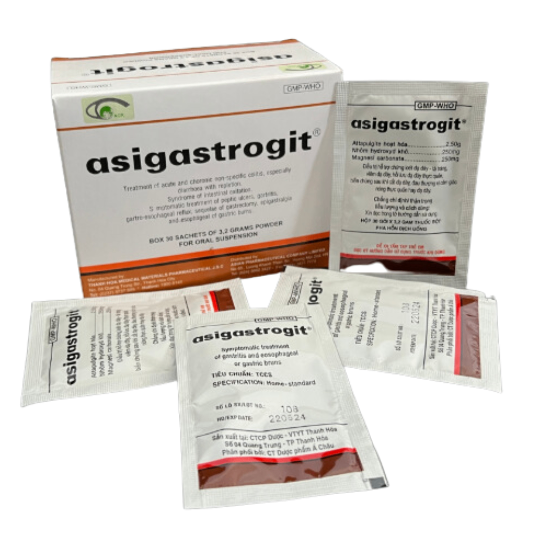 1037. Asigastrogit - (Activatel attapulgite 2.5g + Dried aluminium hydroxide 250mg) - [Thùng 60 hộp; hộp 30 gói; gói 3.2 g] Thanh Hóa - Việt Nam