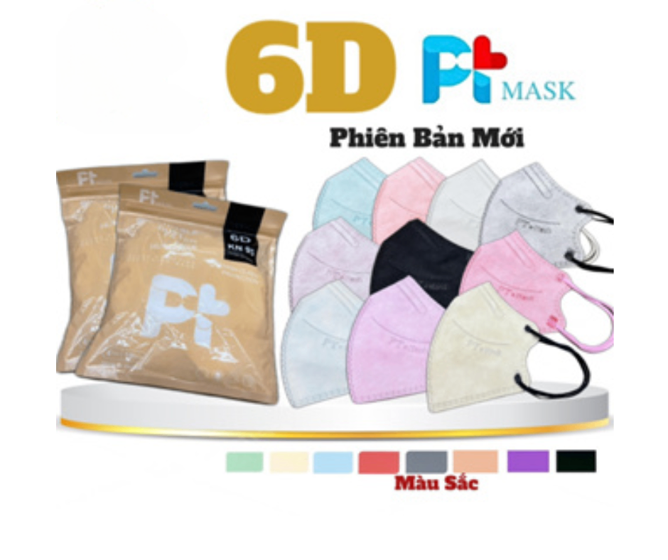 1076. Khẩu Trang 6D Pt - [Thùng 50 túi; túi 10 cái]