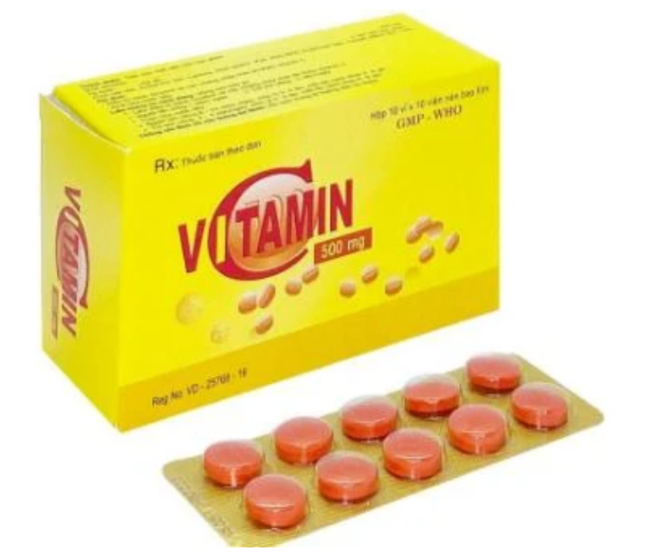 1090. Vitamin C 500Mg - (Vitamin C 500mg) - [Thùng 112 hộp; hộp 10 vỉ; vỉ 10 viên] Quảng Bình - Việt Nam