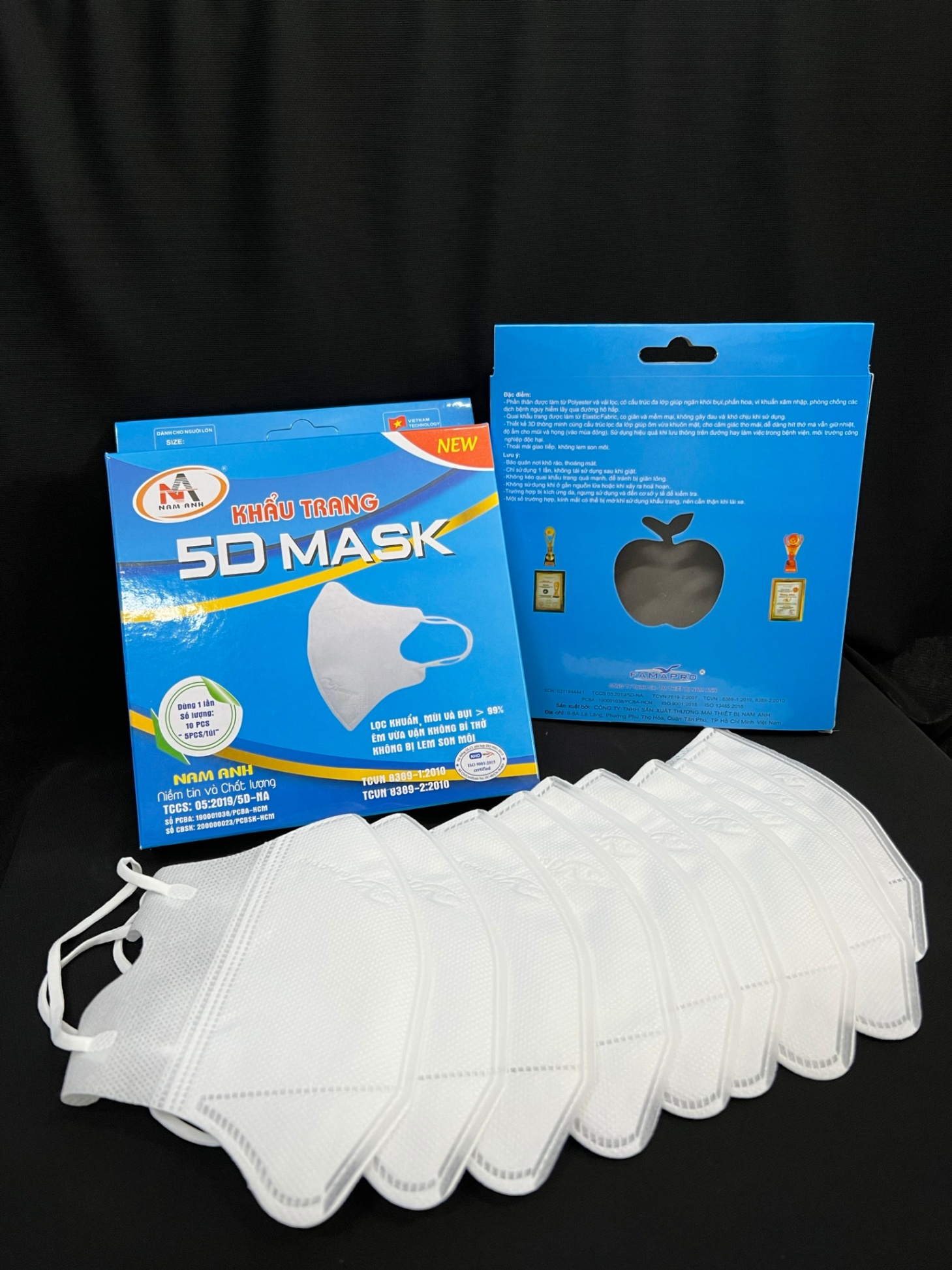 1078. Khẩu Trang 5D Mask Nam Anh Ng Lớn - [Thùng 100 hộp; hộp 10 cái]