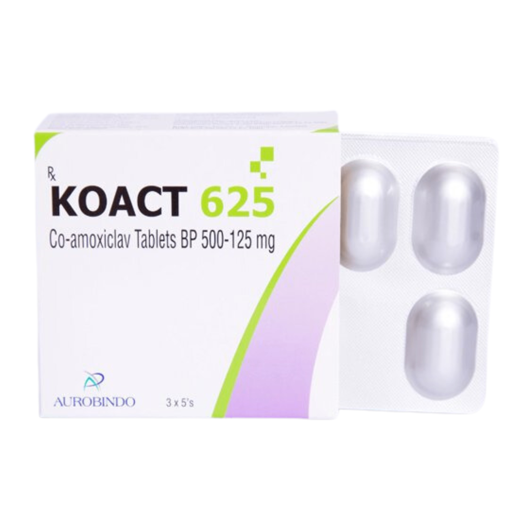 1016. Koact 625 - (Amoxicilin 500mg + Acid Clavulanic 125mg) - [Thùng 84 Hộp; Hộp 3 Vỉ; Vỉ 5 Viên] Aurobindo Pharma Ltd - Ấn Độ