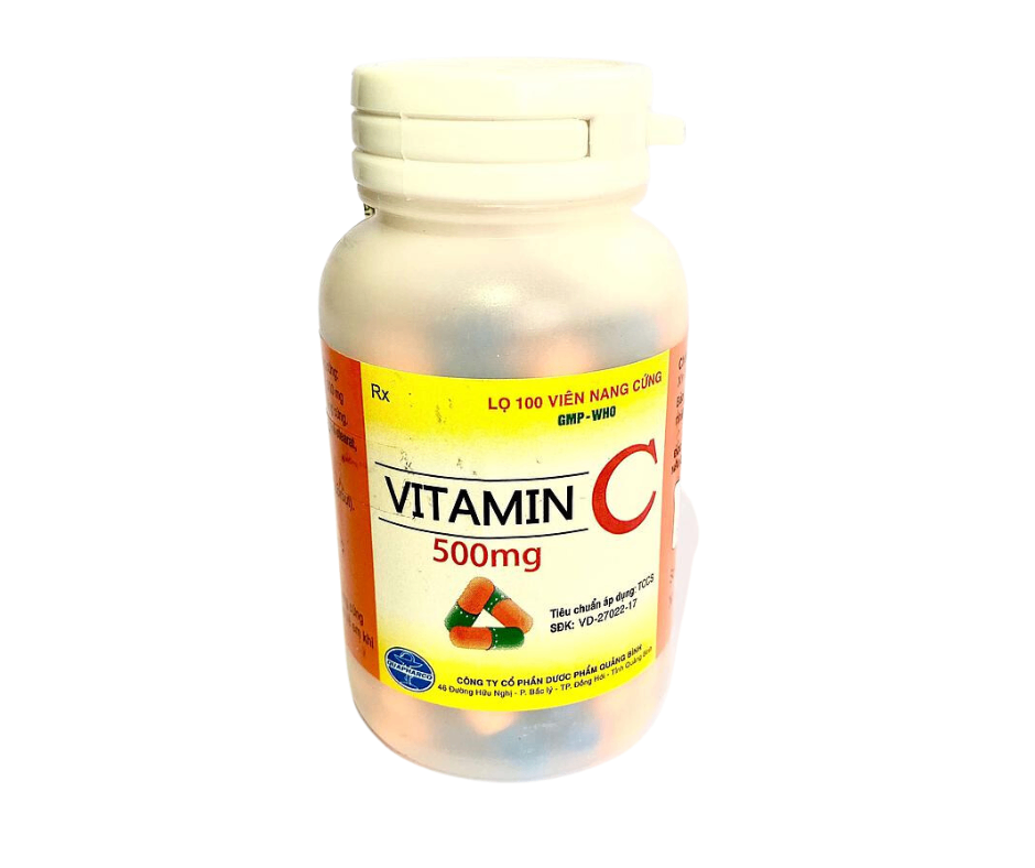 1091. Vitamin C 500Mg, Nang Ngọc Trai - (Vitamin C 500mg) - [Thùng 94 Chai; Chai 100 Viên] Quảng Bình - Việt Nam