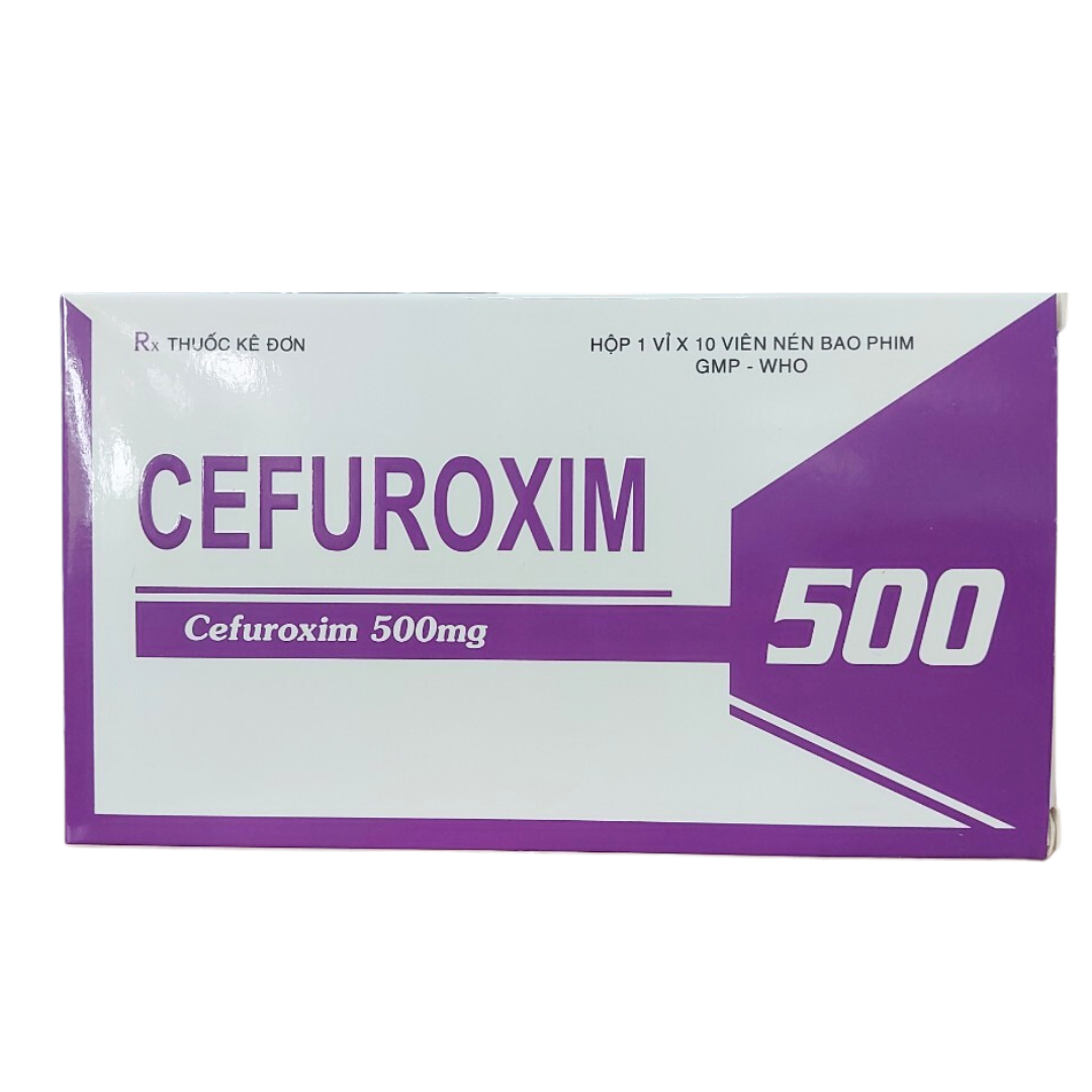 1094. Cefuroxim 500Mg - (Cefuroxim 500mg) - [Thùng 300 Vỉ; Vỉ 1 Hộp; Hộp 10 Viên] Vidipha - Việt Nam