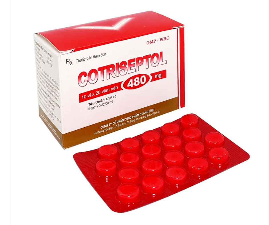 1082. Cotriseptol 480 - (Sulphamethoxazole 400mg + Trimethoprim 80mg) - [Thùng 68 hộp; hộp 10 vỉ; vỉ 20 viên] Quảng Bình - Việt Nam