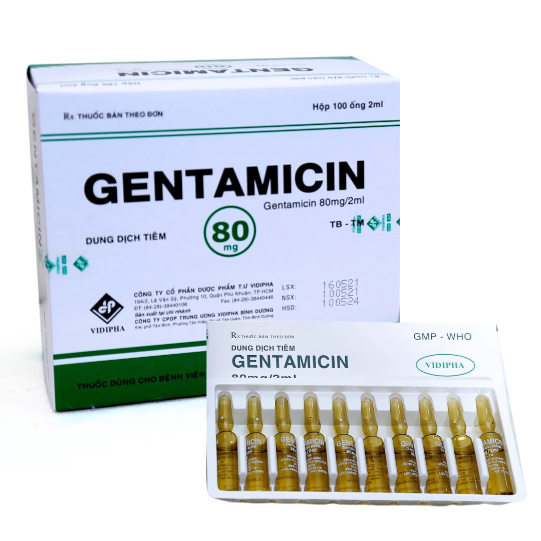1108. Gentamicin 80Mg - (Gentamicin 80mg) - [Thùng 20 Hộp; Hộp 100 ống; ống 2 Ml] Vidipha - Việt Nam