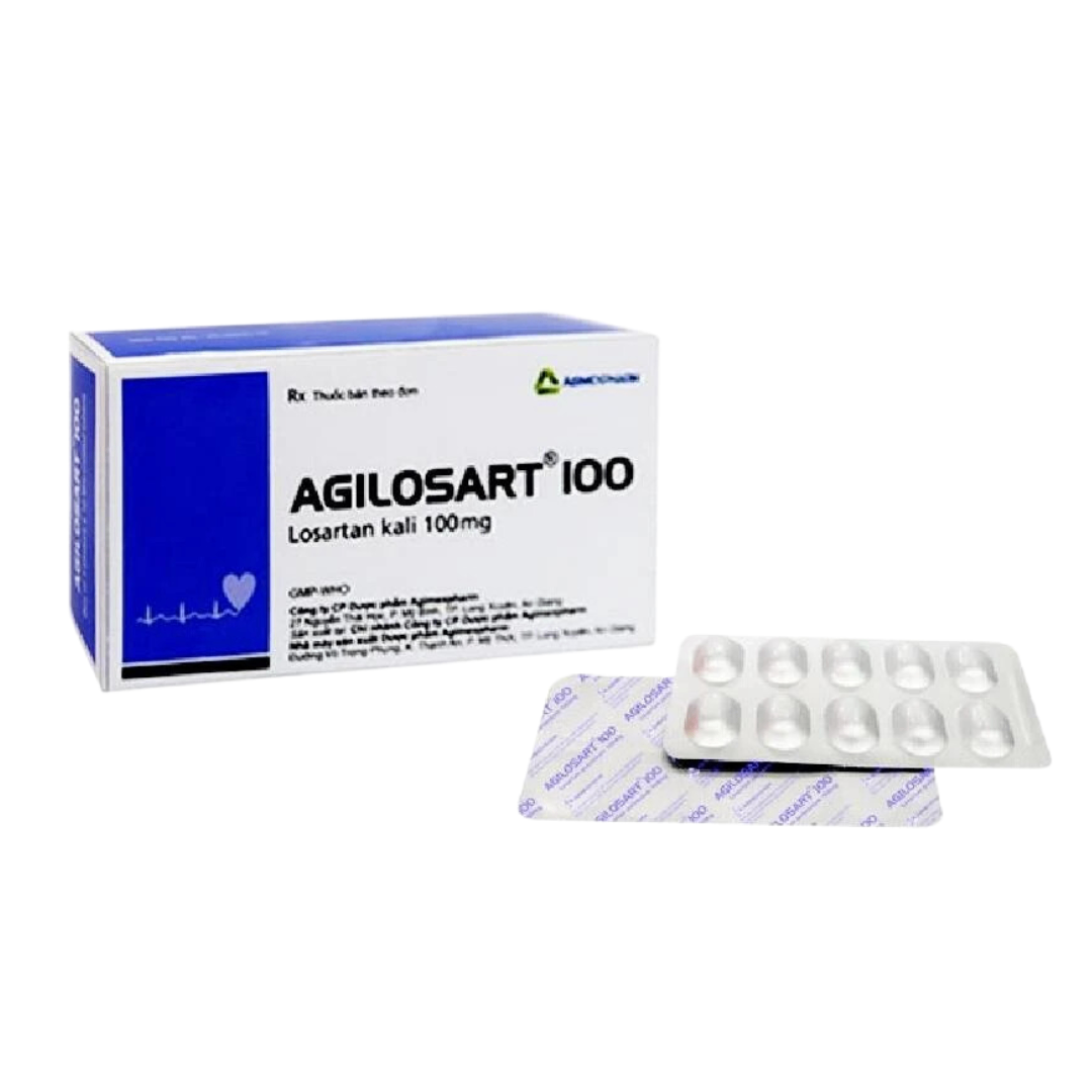 1137. Agilosart 100 - (Losartan 100mg) - [Thùng 150 Hộp; Hộp 6 Vỉ; Vỉ 10 Viên] Agimexpharm - Việt Nam