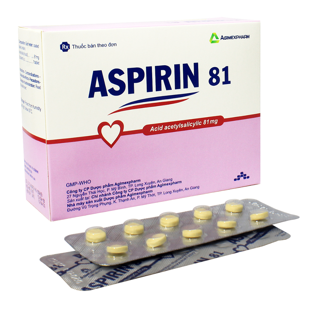 1146. Aspirin 81 - (Aspirin 81mg) - [Thùng 120 Hộp; Hộp 20 Vỉ; Vỉ 10 Viên] Agimexpharm - Việt Nam