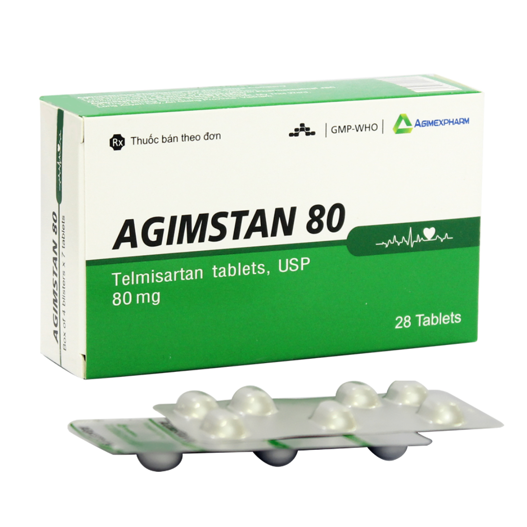 1149. Agimstan 80 - (Telmisartan 80mg) - [Thùng 168 Hộp; Hộp 4 Vỉ; Vỉ 7 Viên] Agimexpharm - Việt Nam