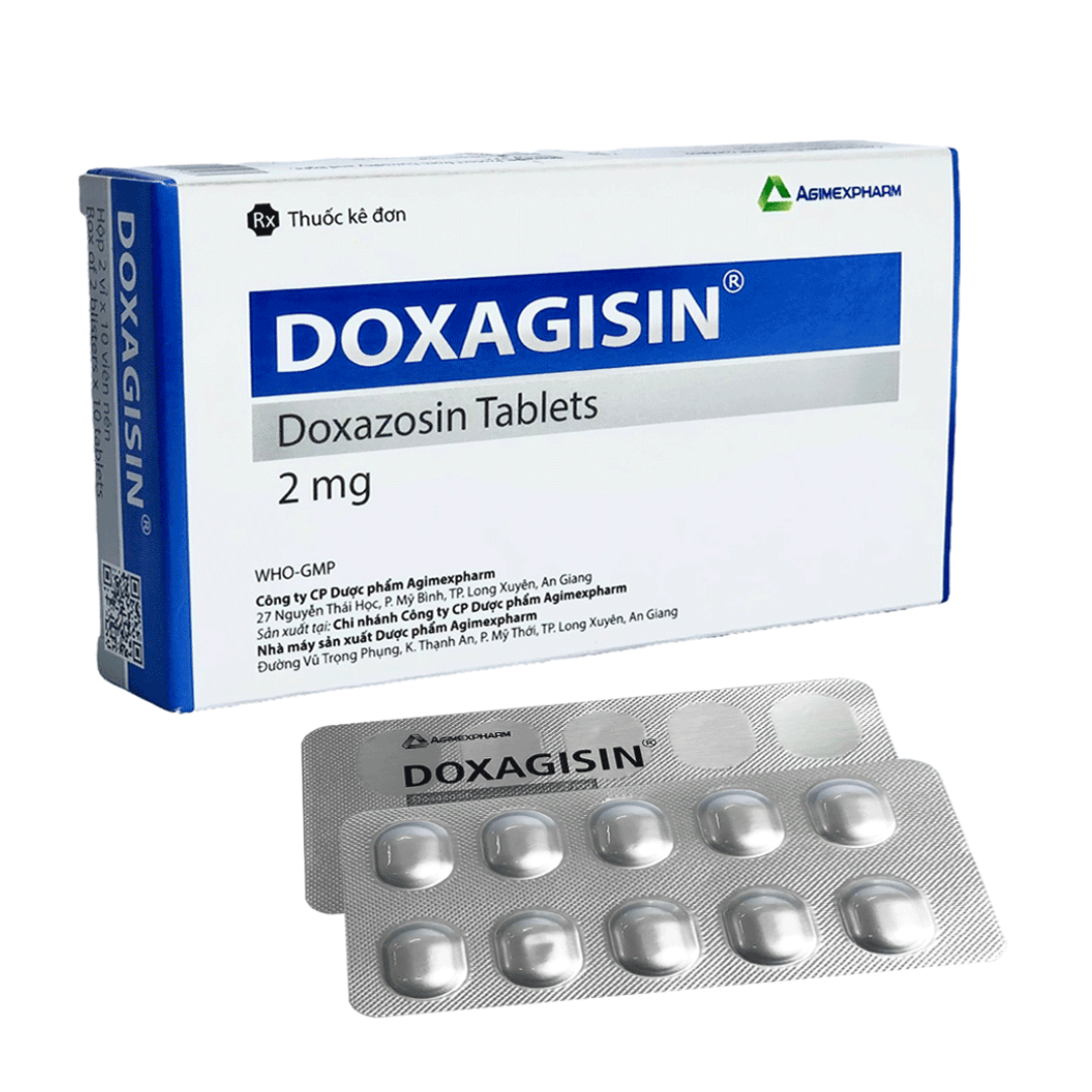 1157. Doxagisin 2 - (Doxazosin 2mg) - [Thùng 300 Hộp; Hộp 2 Vỉ; Vỉ 10 Viên] Agimexpharm - Việt Nam