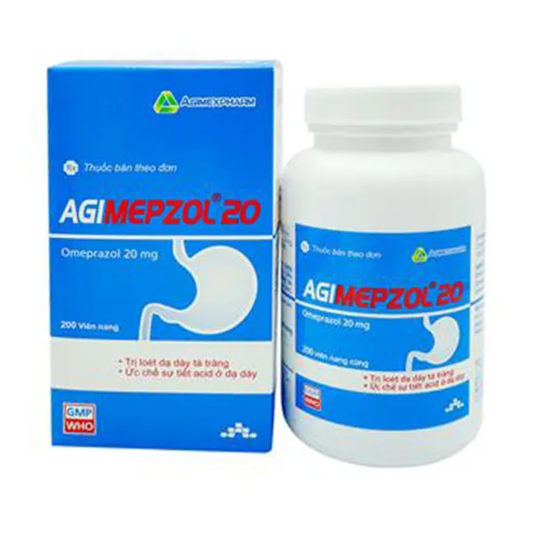 1171. Agimepzol 20Mg - (Omeprazole 20mg) - [Thùng 42 Chai; Chai 200 Viên] Agimexpharm - Việt Nam
