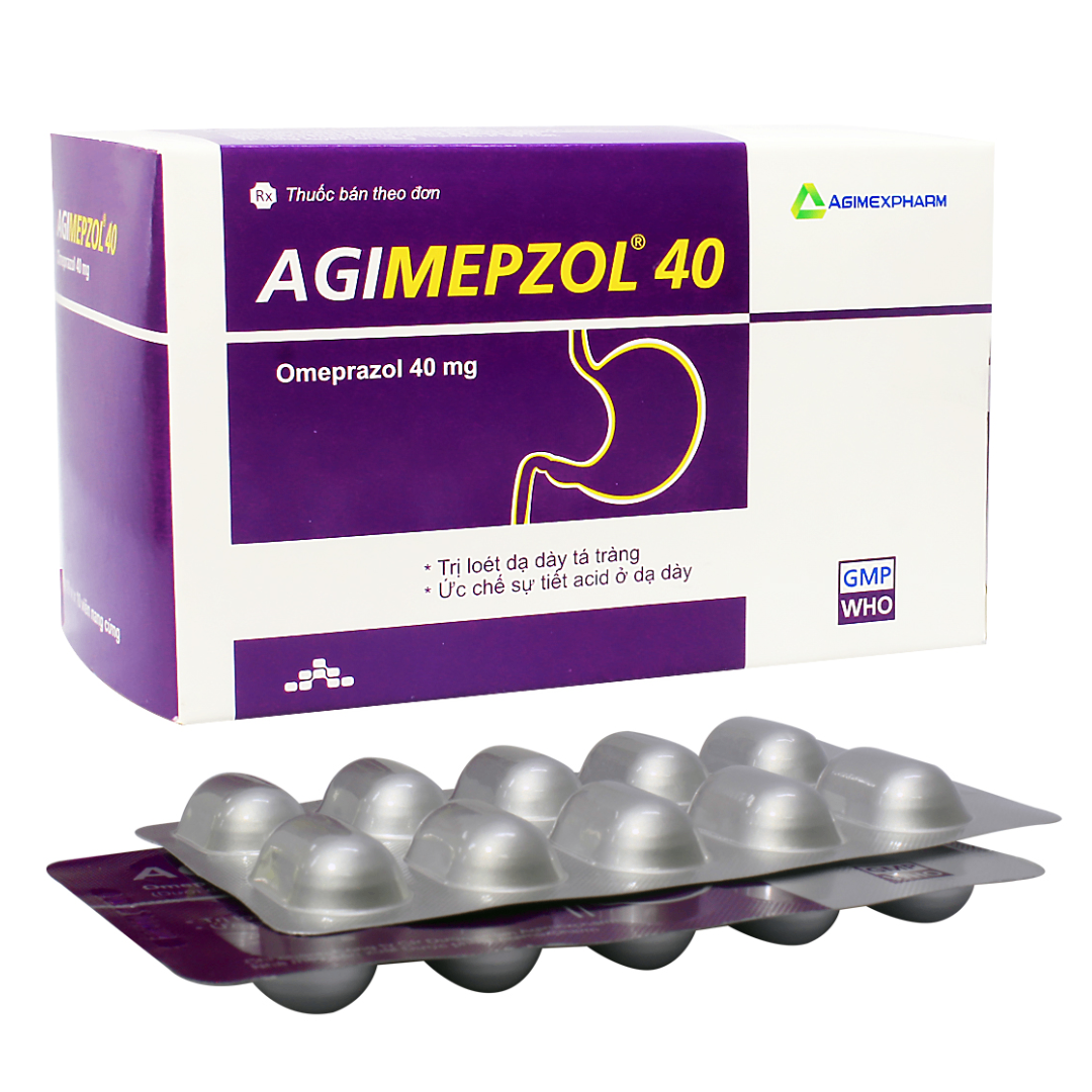 1172. Agimepzol 40Mg Alu - (Omeprazole 40mg) - [Thùng 48 Hộp; Hộp 10 Vỉ; Vỉ 10 Viên] Agimexpharm - Việt Nam