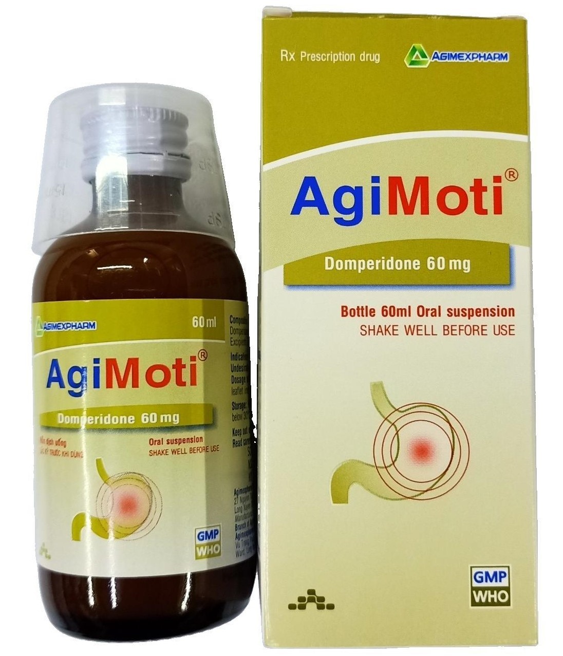 1174. Agimoti - (Domperidone 60mg/60ml) - [Thùng 70 chai; chai 1 hộp; hộp 60 ml] Agimexpharm - Việt Nam