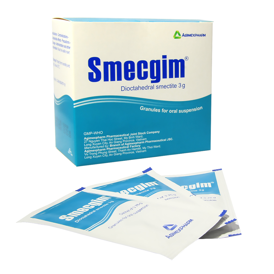 1181. Smecgim - (Dioctahedrat smectite 3g) - [Thùng 90 Hộp; Hộp 30 Gói; Gói 3 G] Agimexpharm - Việt Nam