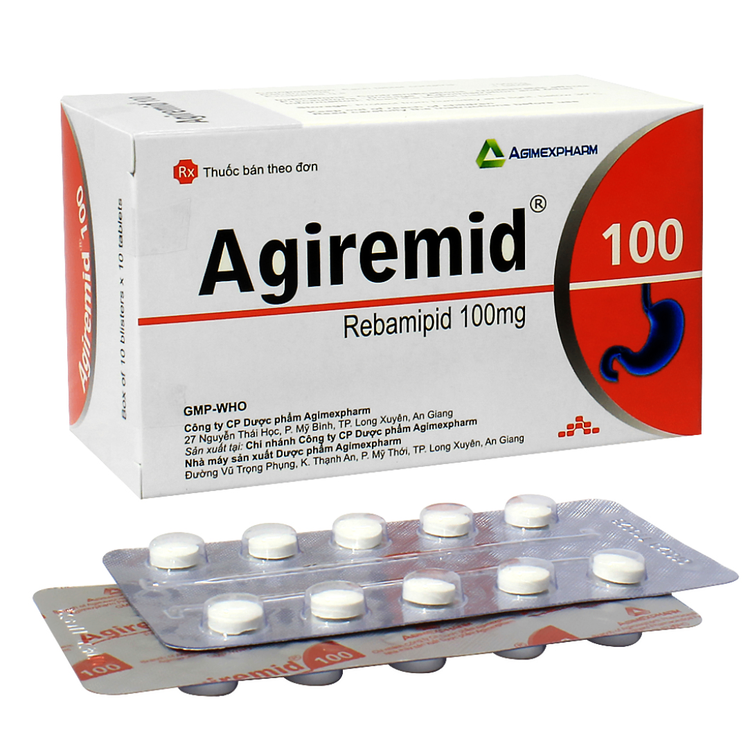 1184. Agiremid 100 - (Rebamipid 100mg) - [Thùng 120 Hộp; Hộp 10 Vỉ; Vỉ 10 Viên] Agimexpharm - Việt Nam