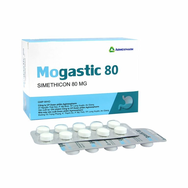 1187. Mogastic 80 - (Simethicon 80mg) - [Thùng 140 Hộp; Hộp 10 Vỉ; Vỉ 10 Viên] Agimexpharm - Việt Nam