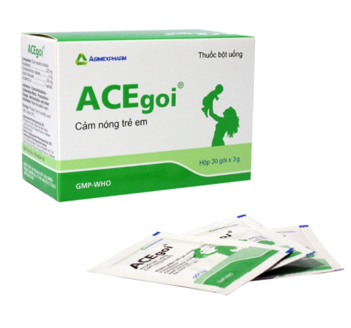 1188. Acegoi 3G - (Paracetamol 325mg + Clorpheniramin maleat Natri benzoat 2mg) - [Thùng 90 Hộp; Hộp 30 Gói; Gói 3 G] Agimexpharm - Việt Nam