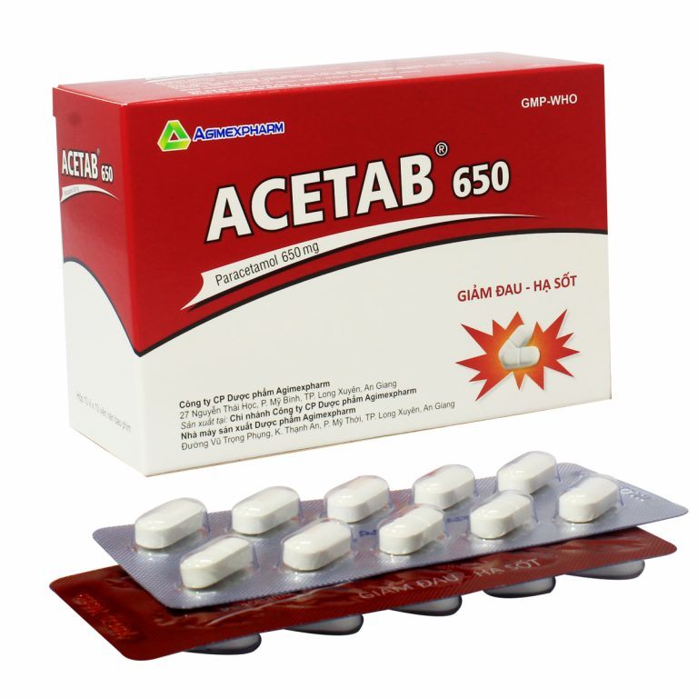 1189. Acetab 650 - (Paracetamol 650mg) - [Thùng 80 Hộp; Hộp 10 Vỉ; Vỉ 10 Viên] Agimexpharm - Việt Nam