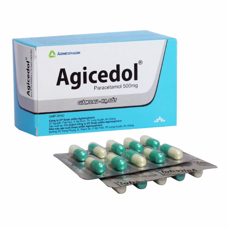 1191. Agicedol 500Mg - (Paracetamol 500mg) - [Thùng 75 hộp; hộp 10 vỉ; vỉ 10 viên] Agimexpharm - Việt Nam