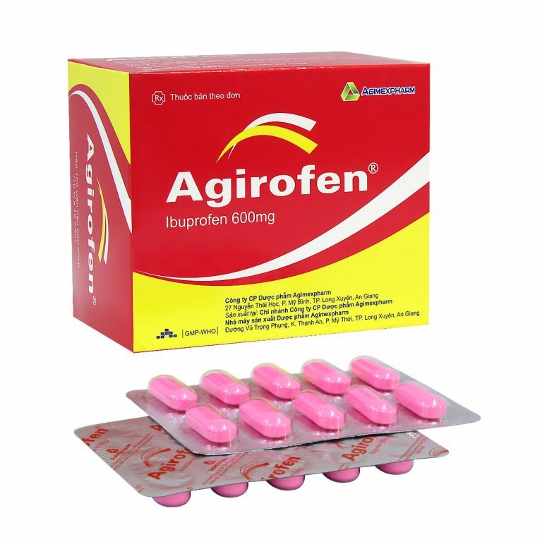 1206. Agirofen 600 - (Ibuprofen 600mg) - [Thùng 96 hộp; hộp 10 vỉ; vỉ 10 viên] Agimexpharm - Việt Nam