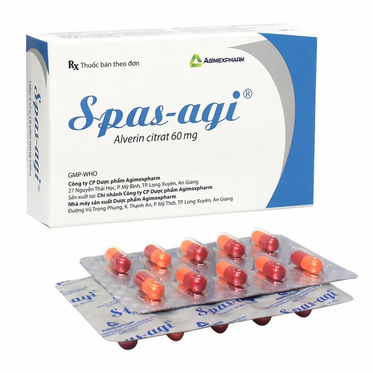 1227. Spas-Agi 60 Vna - (Alverin citrat 60mg) - [Thùng 180 Hộp; Hộp 3 Vỉ; Vỉ 10 Viên] Agimexpharm - Việt Nam