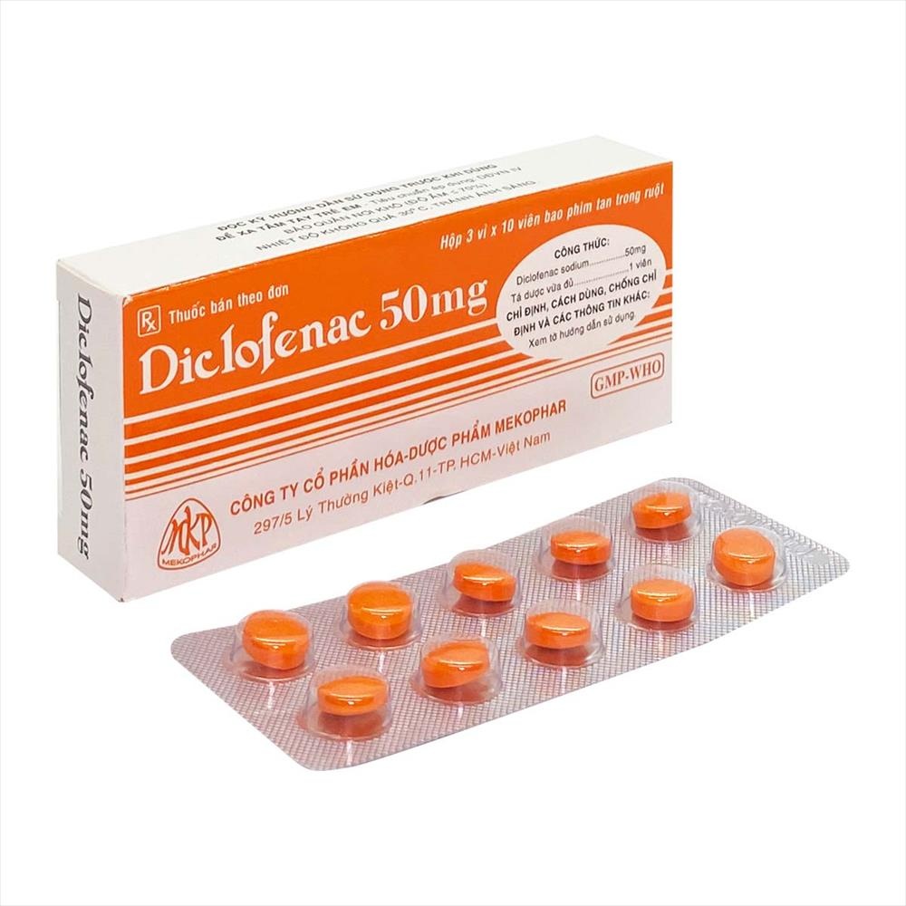 3987. Diclofenac 50Mg - (Diclofenac natri 50mg) - [Thùng 240 hộp; hộp 3 vỉ; vỉ 10 viên] Mekophar - Việt Nam