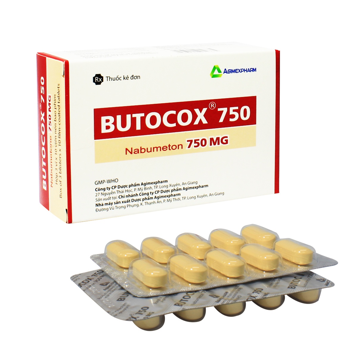 1208. Butocox 750 - (Nabumeton 750mg) - [Thùng 200 Hộp; Hộp 3 Vỉ; Vỉ 10 Viên] Agimexpharm - Việt Nam