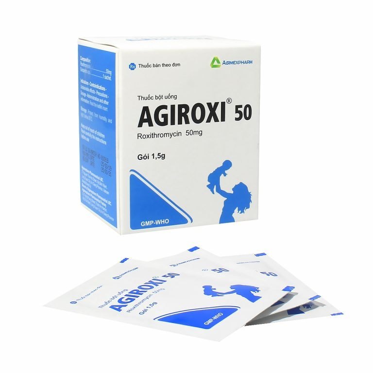 1253. Agiroxi 50 - (Roxithromycin 50mg) - [Thùng 120 Hộp; Hộp 30 Gói; Gói 1.5 G] Agimexpharm - Việt Nam