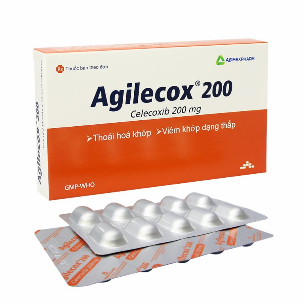 1254. Agilecox 200 - (Celecoxib 200mg) - [Thùng 144 hộp; hộp 2 vỉ; vỉ 10 viên] Agimexpharm - Việt Nam