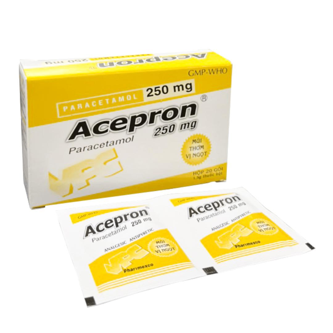 1261. Acepron® - (Paracetamol 250mg) - [Thùng 96 Hộp; Hộp 20 Gói; Gói 1.5 G] Cửu Long - Việt Nam